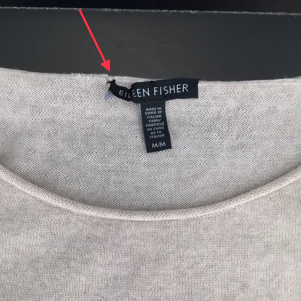 Eileen Fisher Oat Bateau Pullover Sweater Tunic 100% Merino Wool Size Medium - Picture 2 of 15